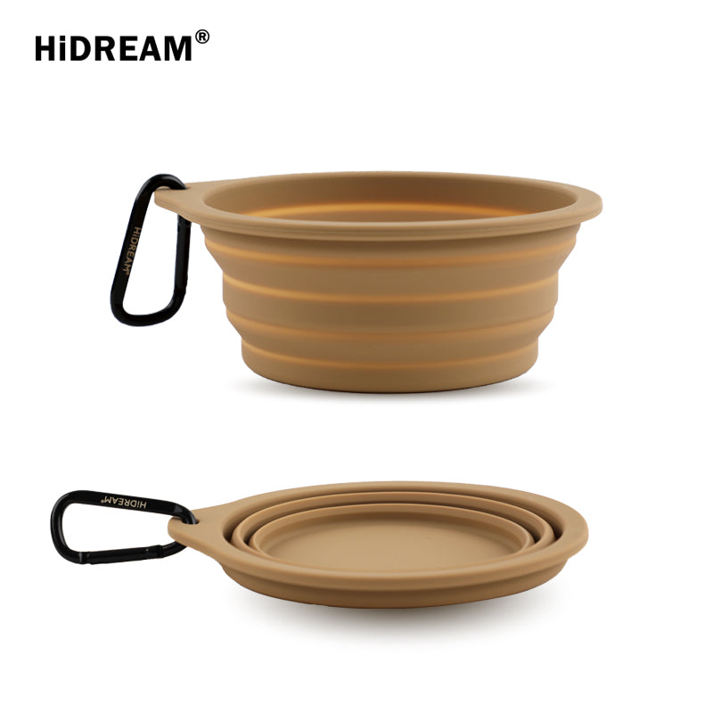 HiDREAM 折りたたみペットボウル 600mL カーキ